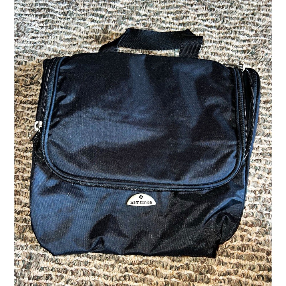 Samsonite Black Hanging Cosmetic Bag w/ Hook, Handle, Zipper & Inner Pockets
